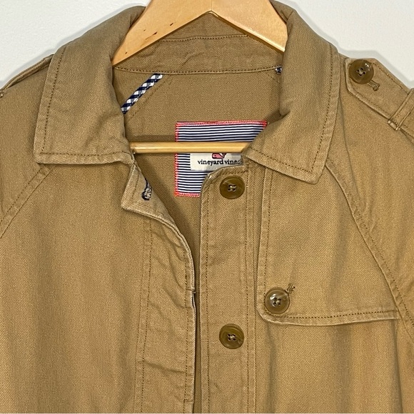 Vineyard Vines Chore Barn Coat Button Up Khaki Tan Canvas Jacket Women’s XS - Picture 3 of 13